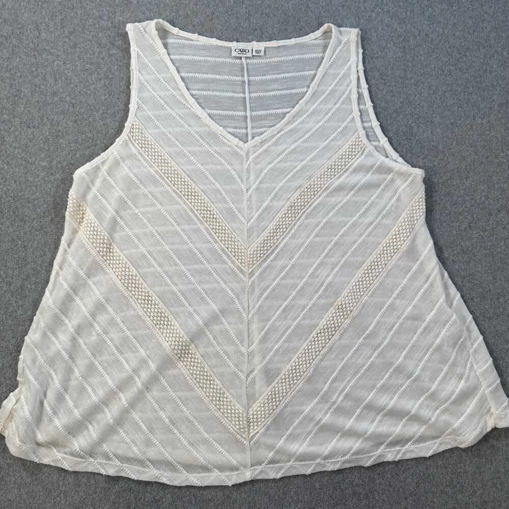 Cato White Knit Sleeveless Sheer Blouse Womens 22/24 Sheer Beachy Summer Coastal